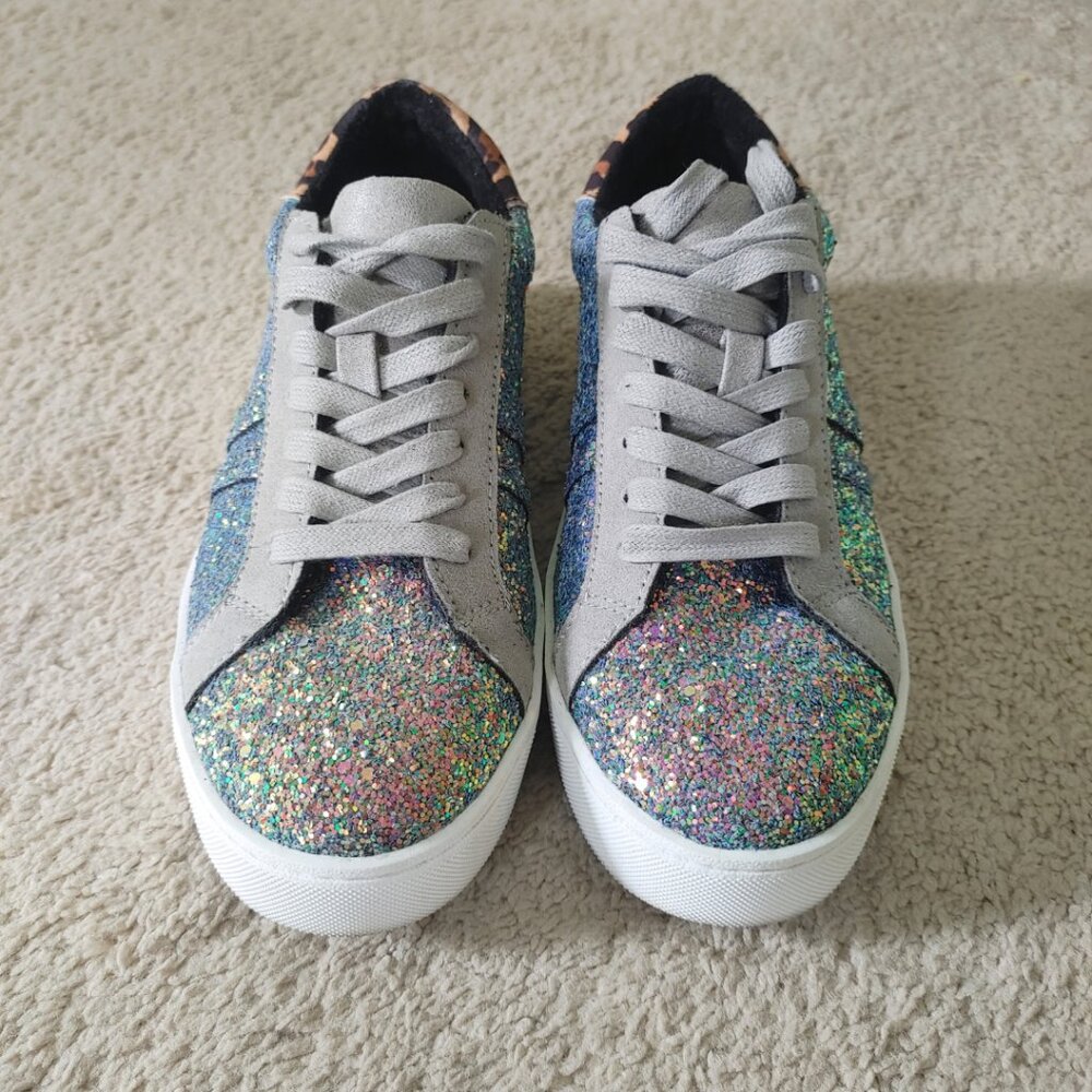 INC International Concepts Danelia Glitter & Leopard Lace-Up Sneakers - Size 7 - Picture 3 of 6